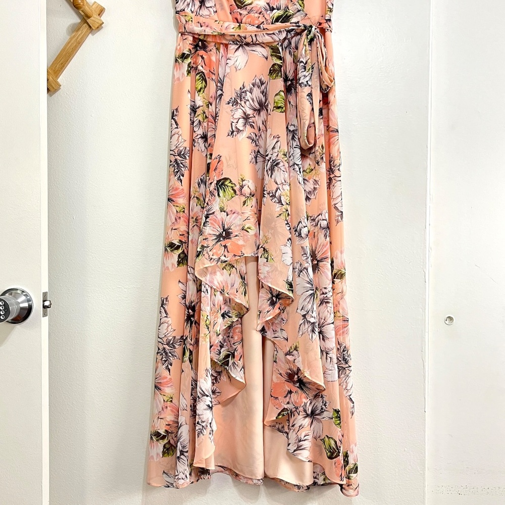 Eliza J Floral Ruffle High Low Dress Blush Size 14 - Picture 4 of 10